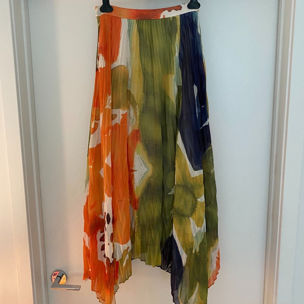 Alice + Olivia Pleated Multicolored Maxi Skirt